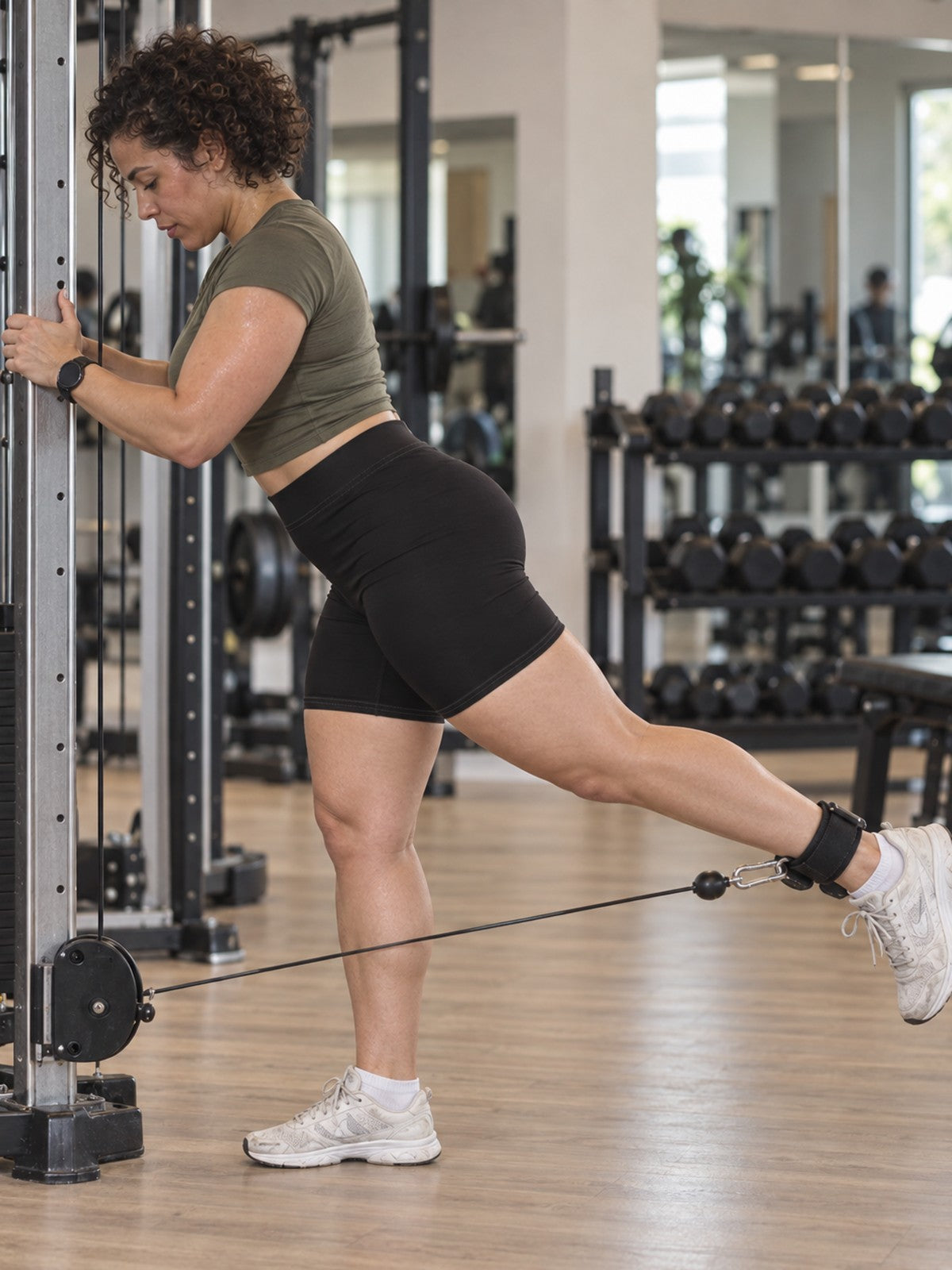 Women's Biker Shorts | Black Compression Activewear – gym training, side view