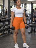 Women's Biker Shorts | Orange Compression Activewear – gym training, front view