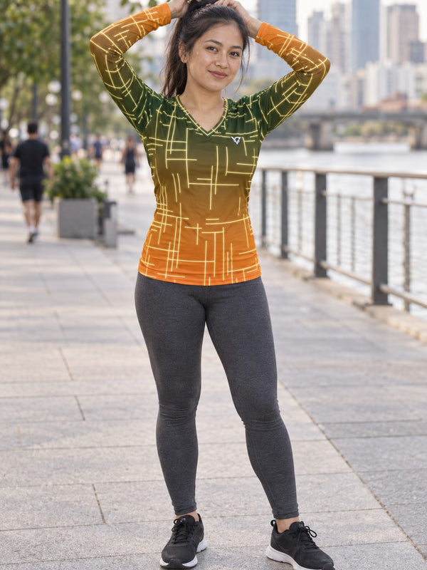 Citrus Circuit Women's Long Sleeve V-Neck Athletic Top