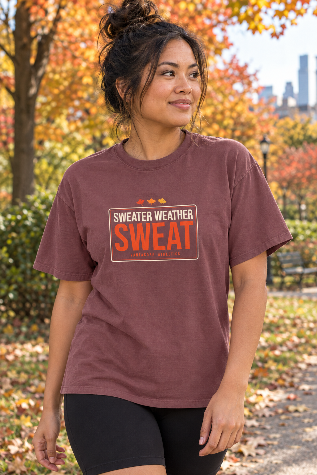 Sweater Weather Sweat women's relaxed garment-dyed crew-neck t-shirt worn on a model