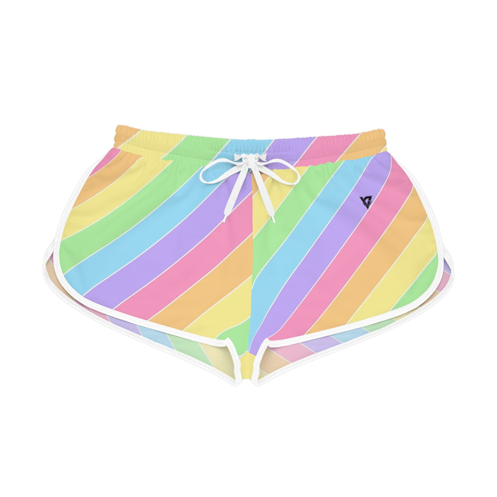 Candy Stripe women's relaxed shorts – front flat view
