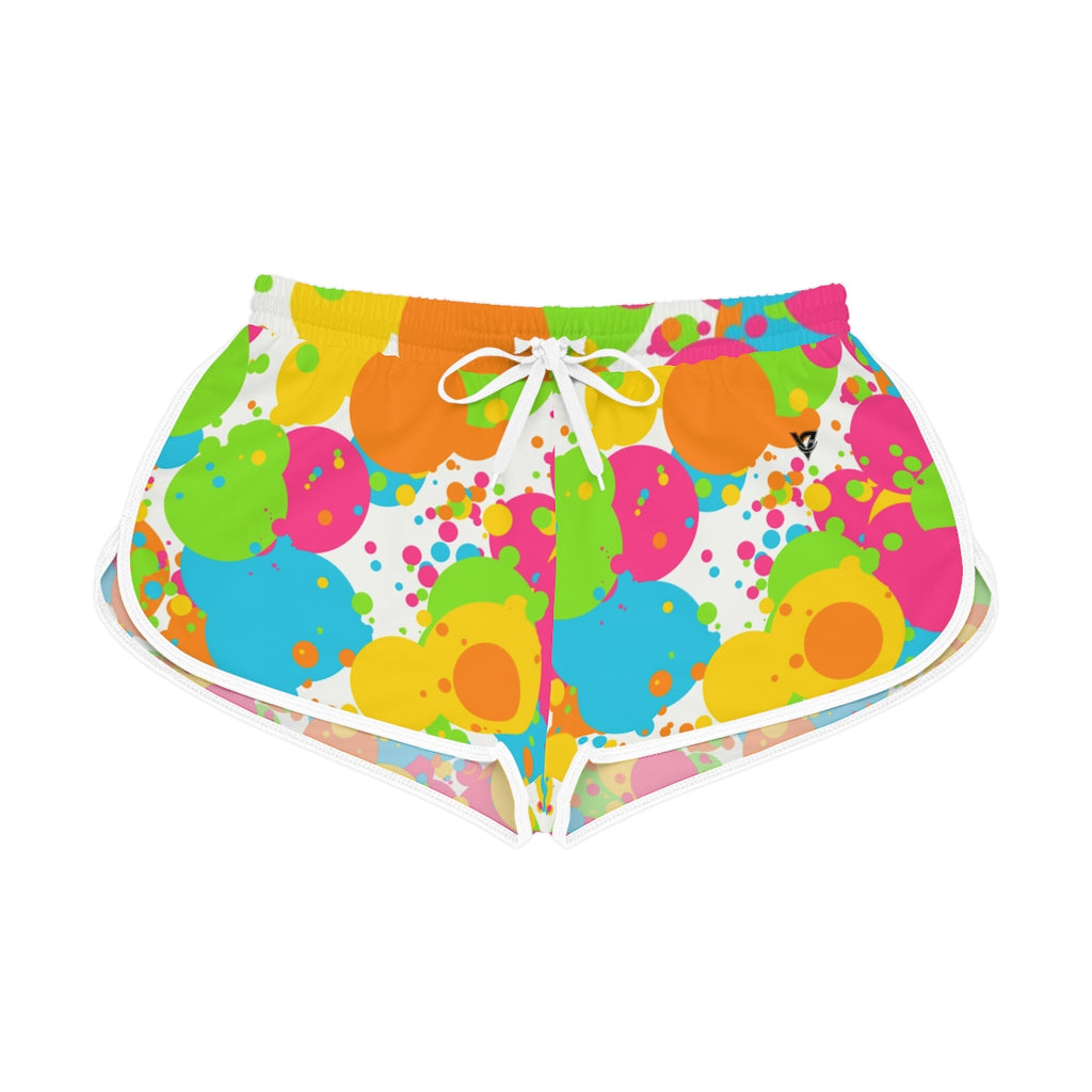 Citrus Splash women's relaxed shorts – front flat view