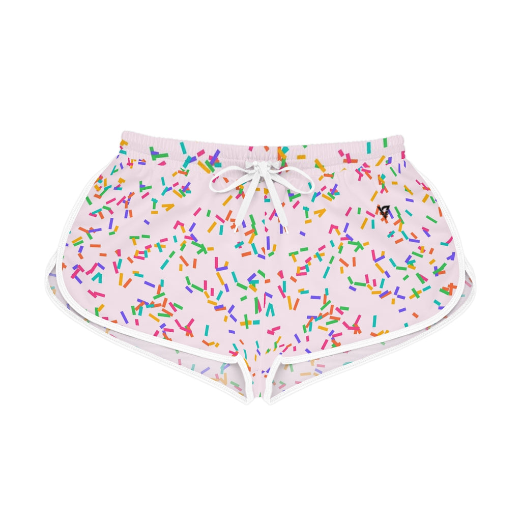 Confetti Party women's relaxed shorts – front flat view