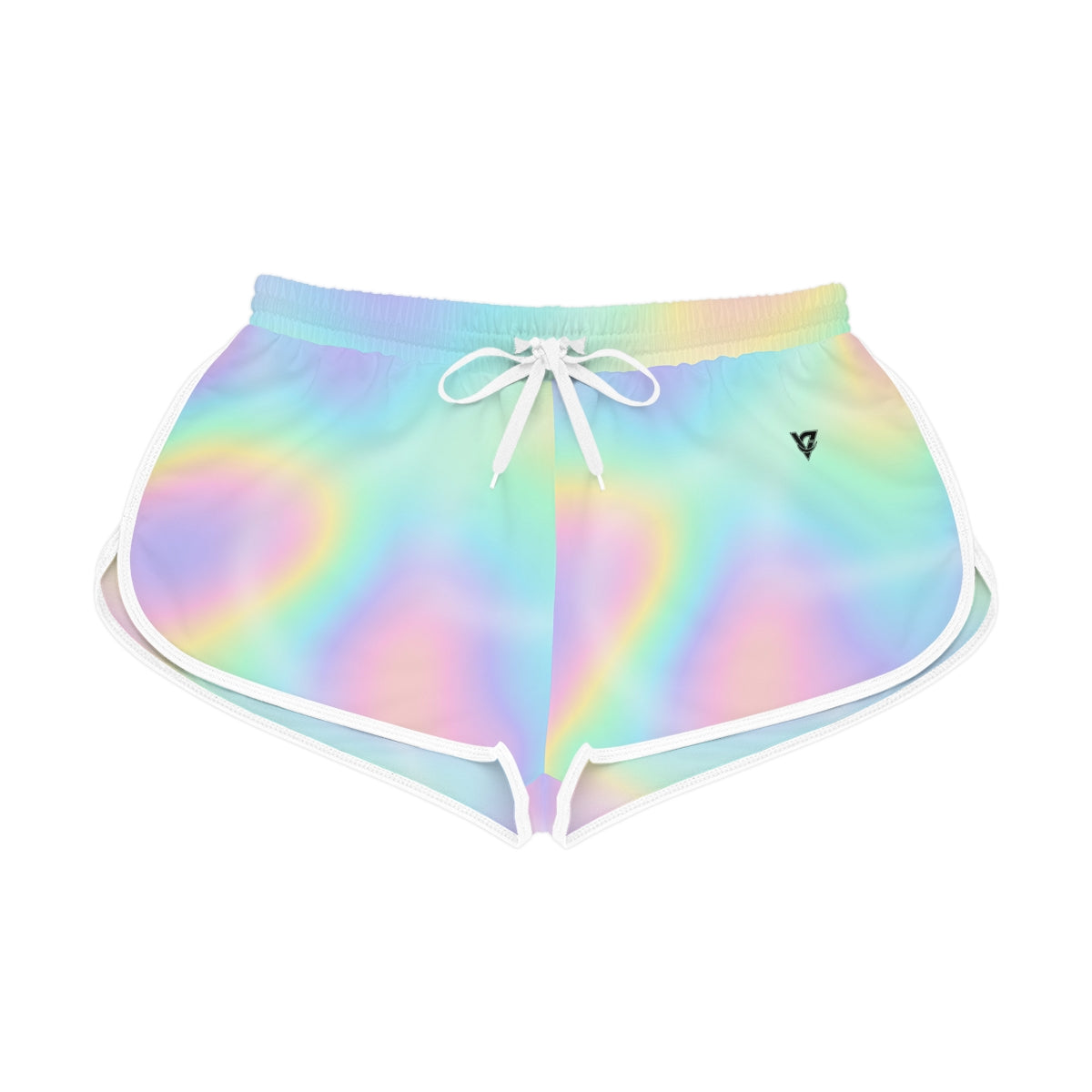 Holo Shimmer women's relaxed shorts – front flat view