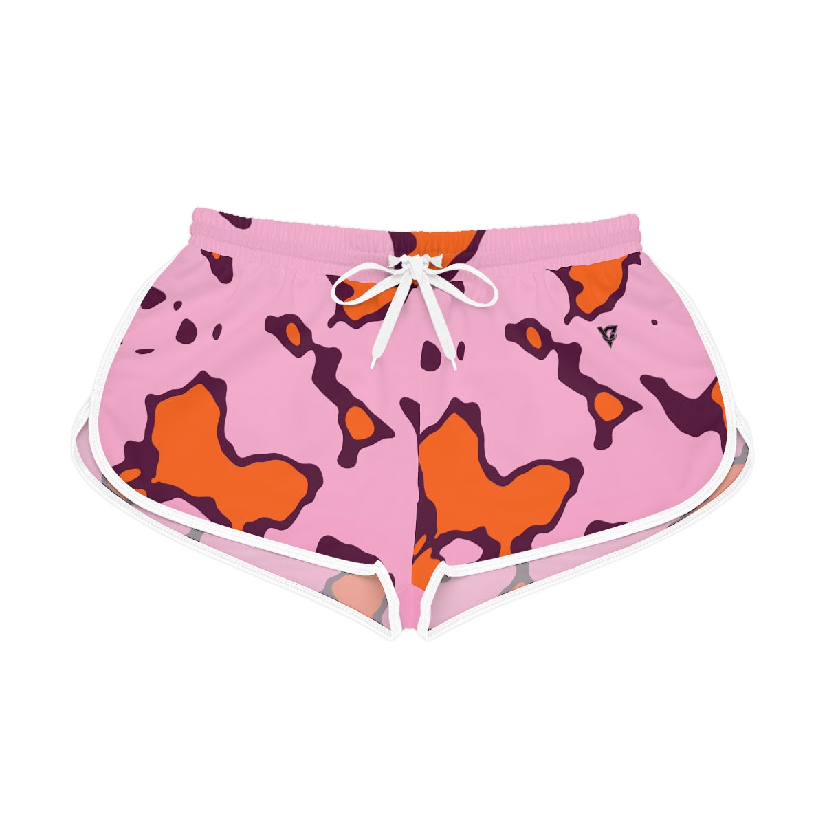Tangerine Spots women's relaxed shorts – front flat view