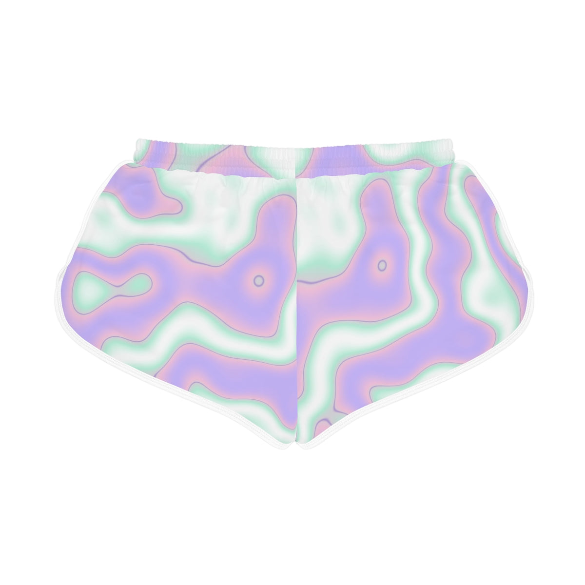 Pastel Marble women's relaxed shorts – back flat view