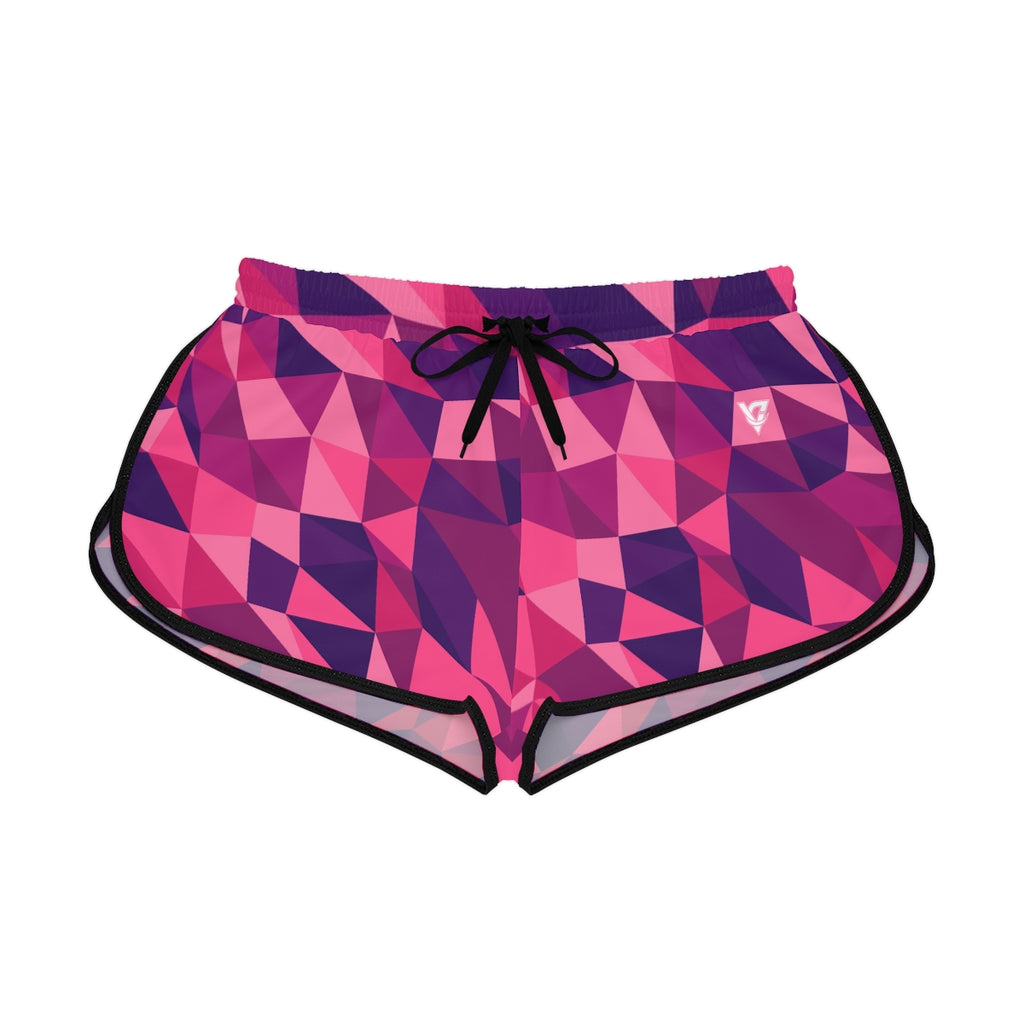 Berry Mosaic women's relaxed shorts – front flat view