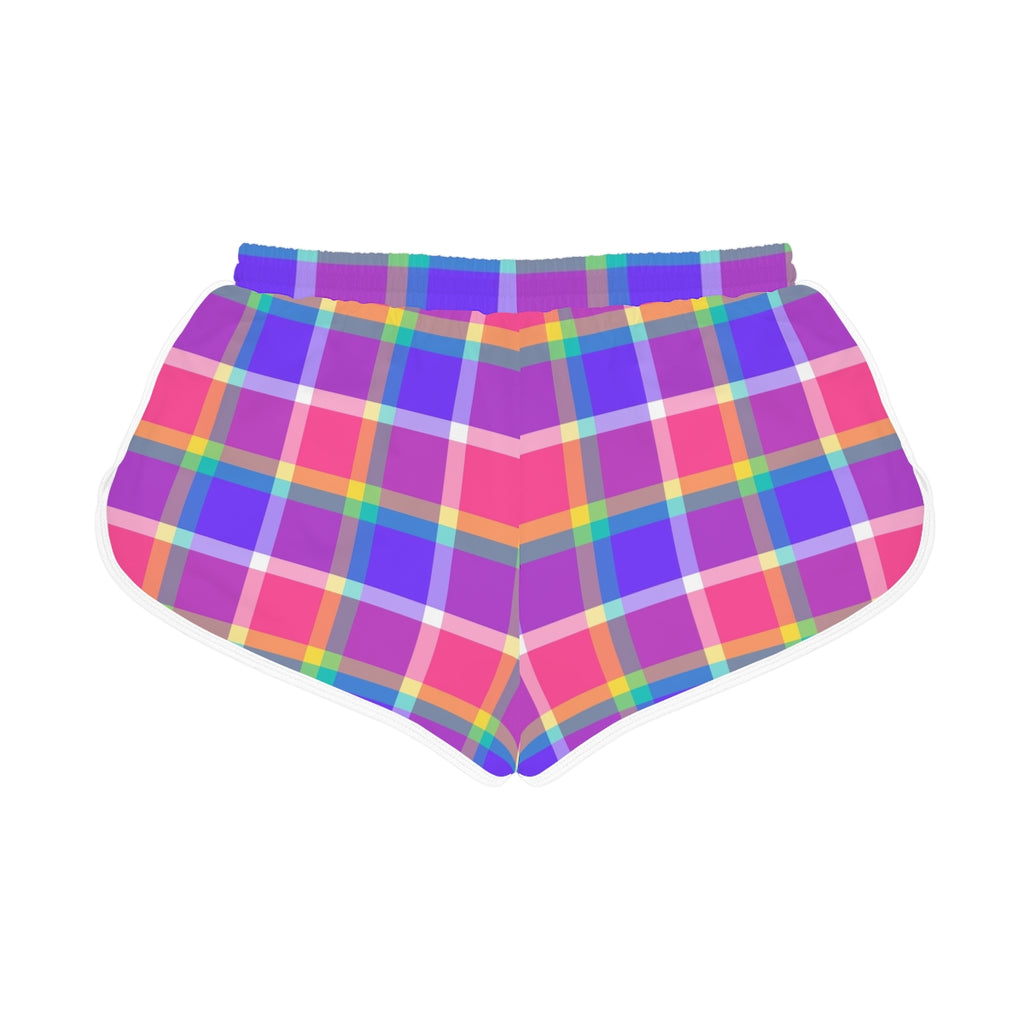 Plaid Pop women's relaxed shorts – back flat view