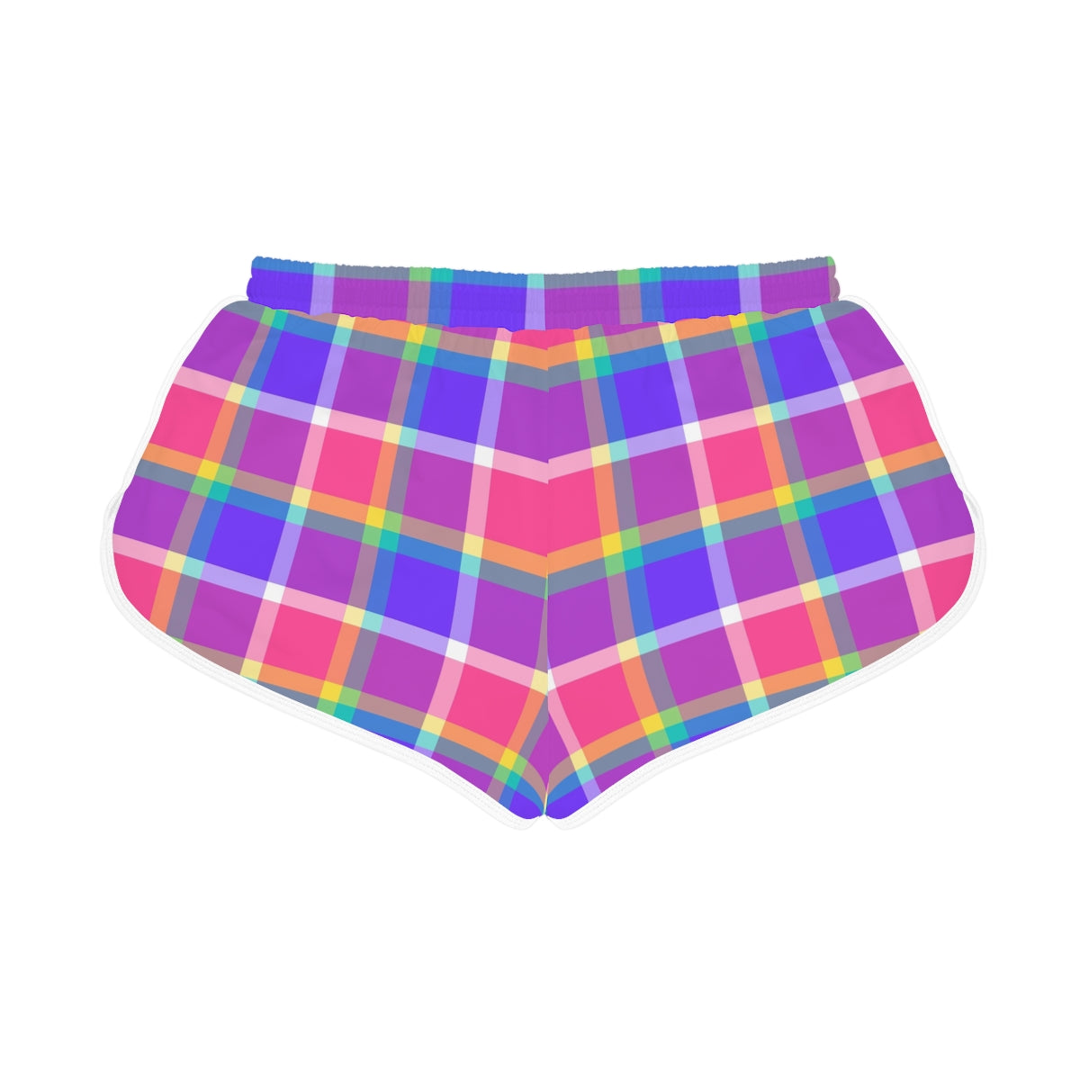 Plaid Pop women's relaxed shorts – back flat view