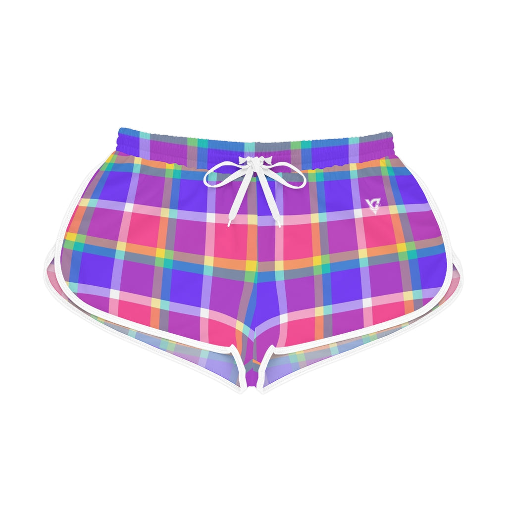 Plaid Pop women's relaxed shorts – front flat view