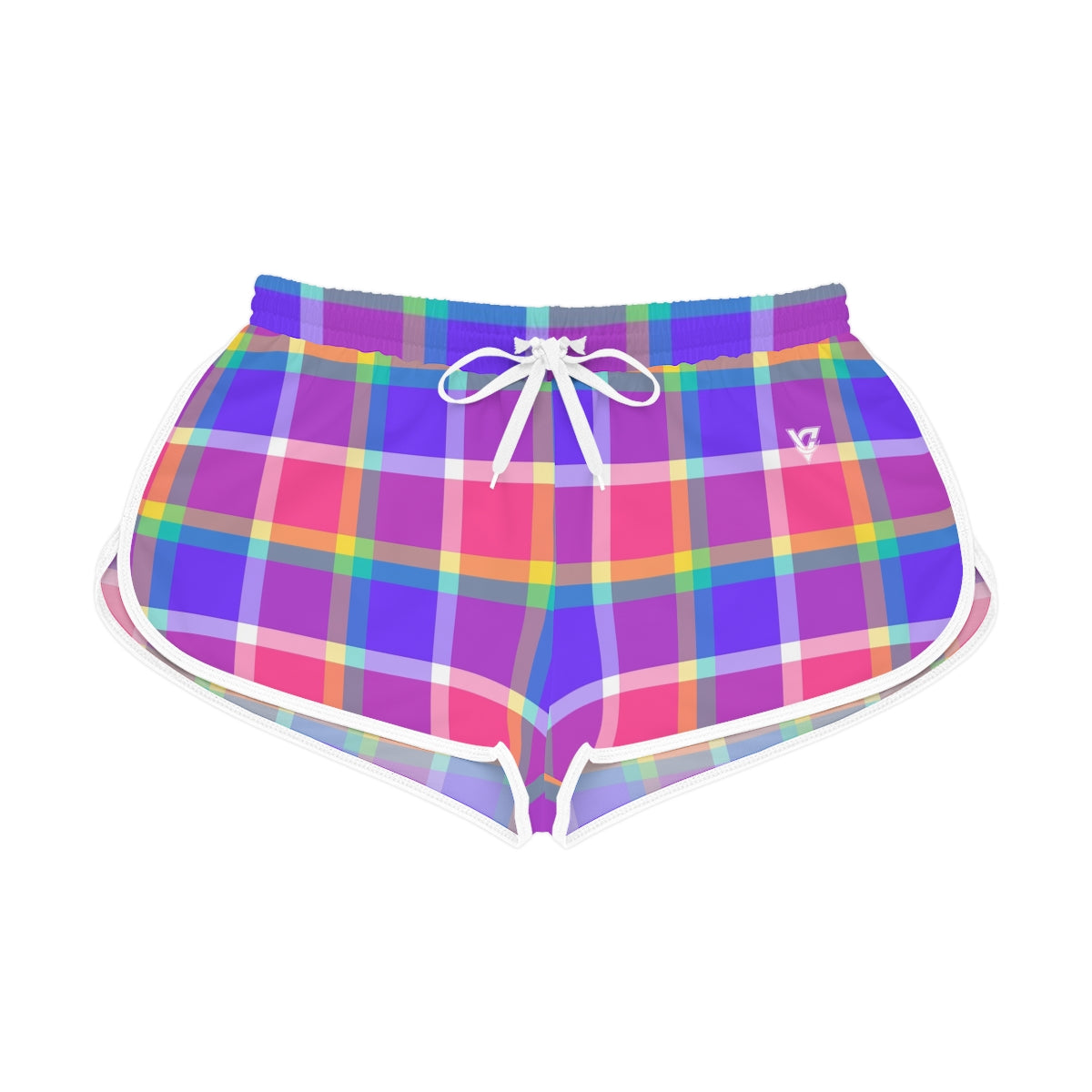 Plaid Pop women's relaxed shorts – front flat view