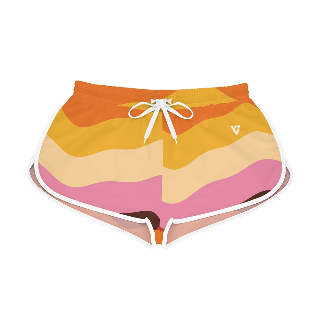 Retro Waves women's relaxed shorts – front flat view