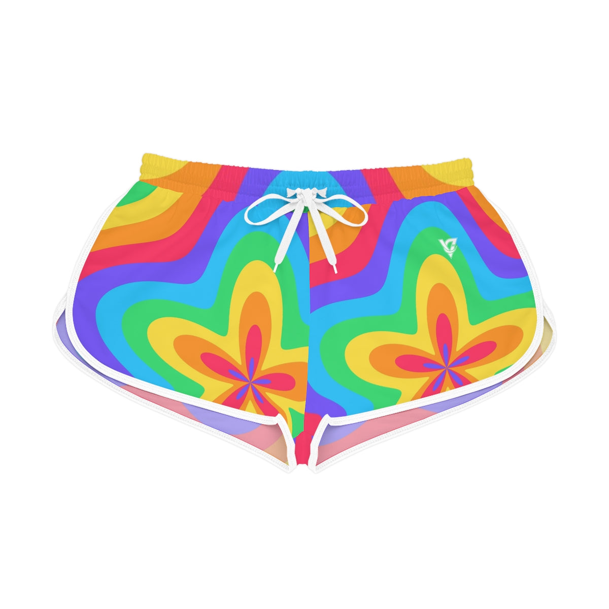 Groovy Rings women's relaxed shorts – front flat view
