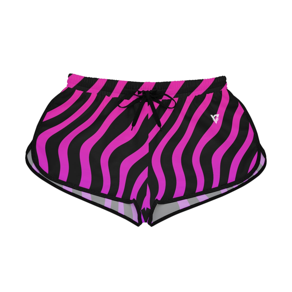 Electric Zebra women's relaxed shorts – front flat view
