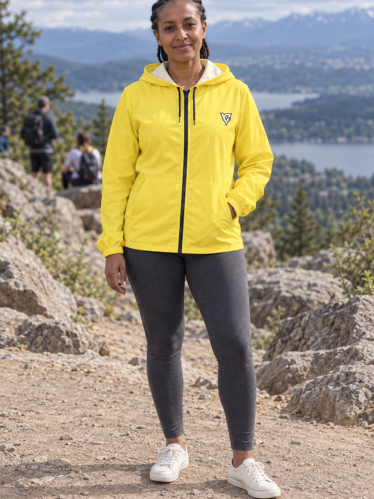 Woman wearing the Lemon Essential Women's Windbreaker Jacket