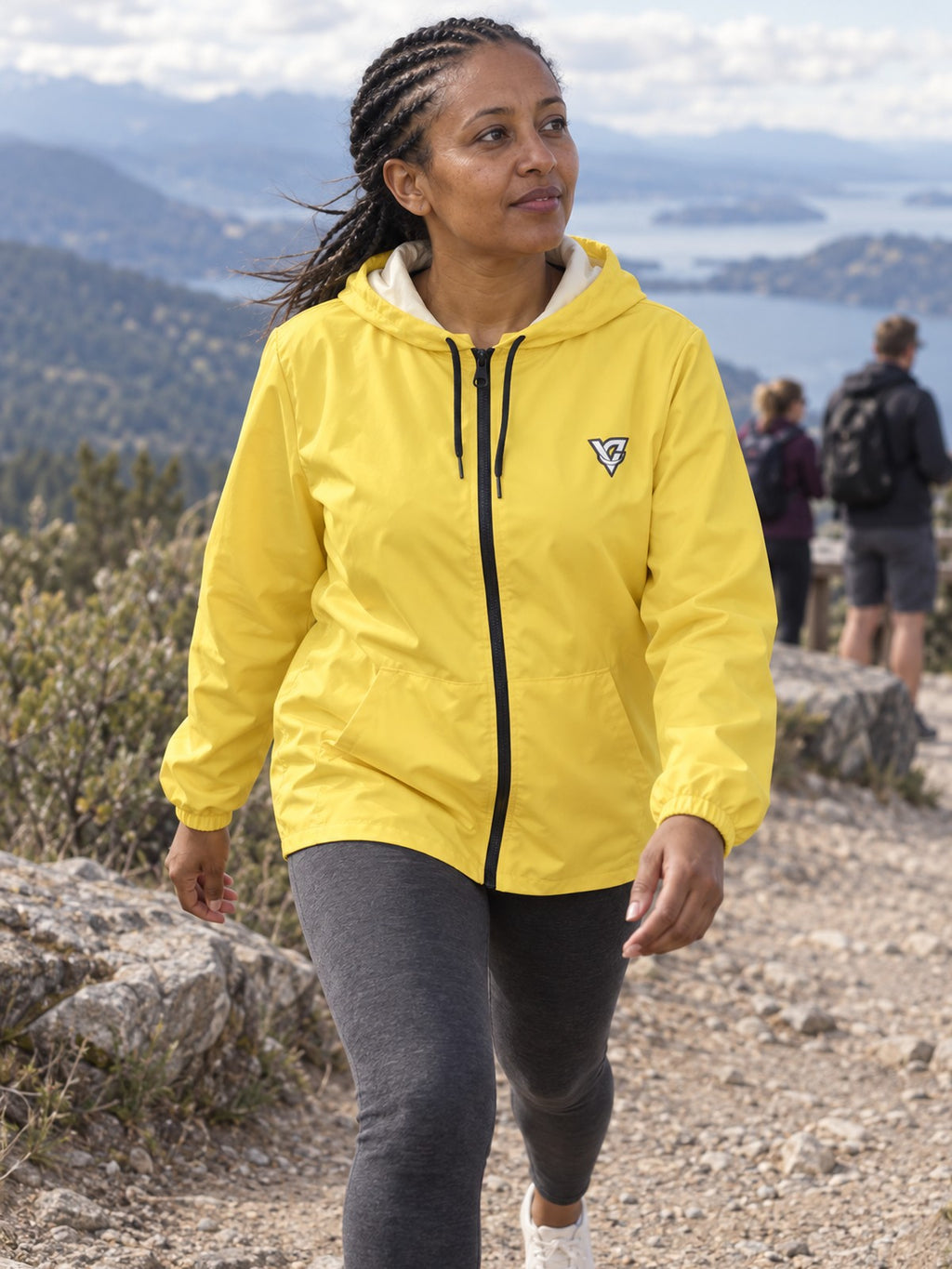 Woman wearing the Lemon Essential Women's Windbreaker Jacket