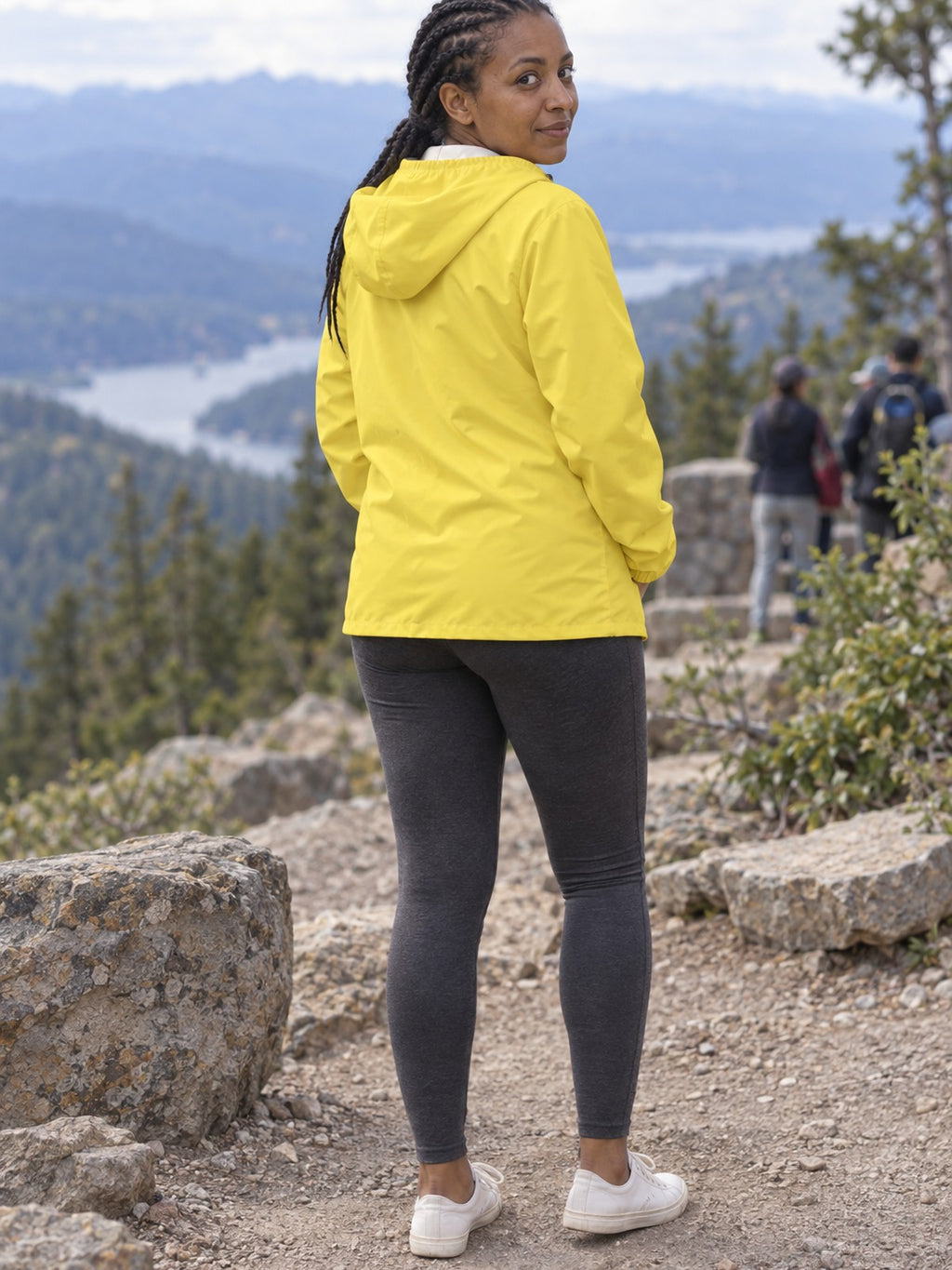 Woman wearing the Lemon Essential Women's Windbreaker Jacket