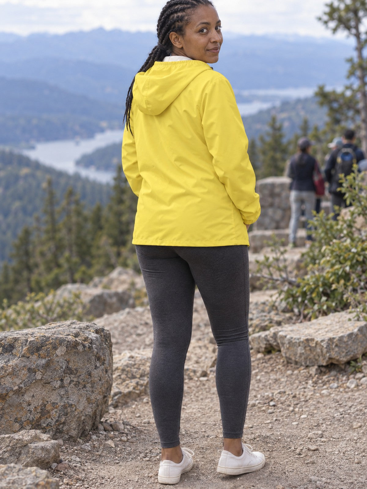 Woman wearing the Lemon Essential Women's Windbreaker Jacket