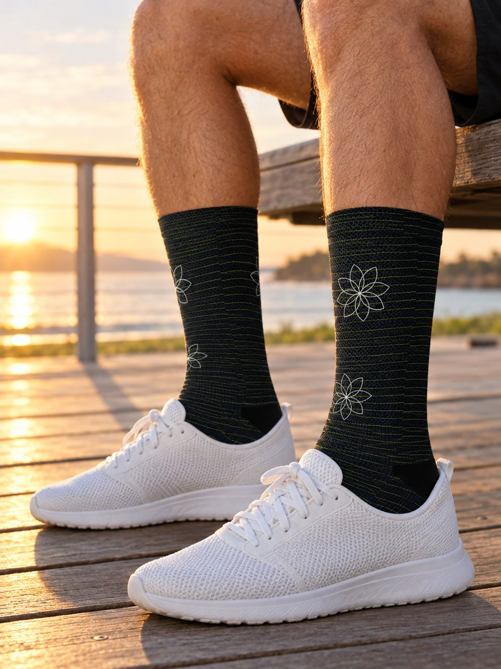 Yoga Volt Night Flow Lotus Athletic Crew Socks, lifestyle photo