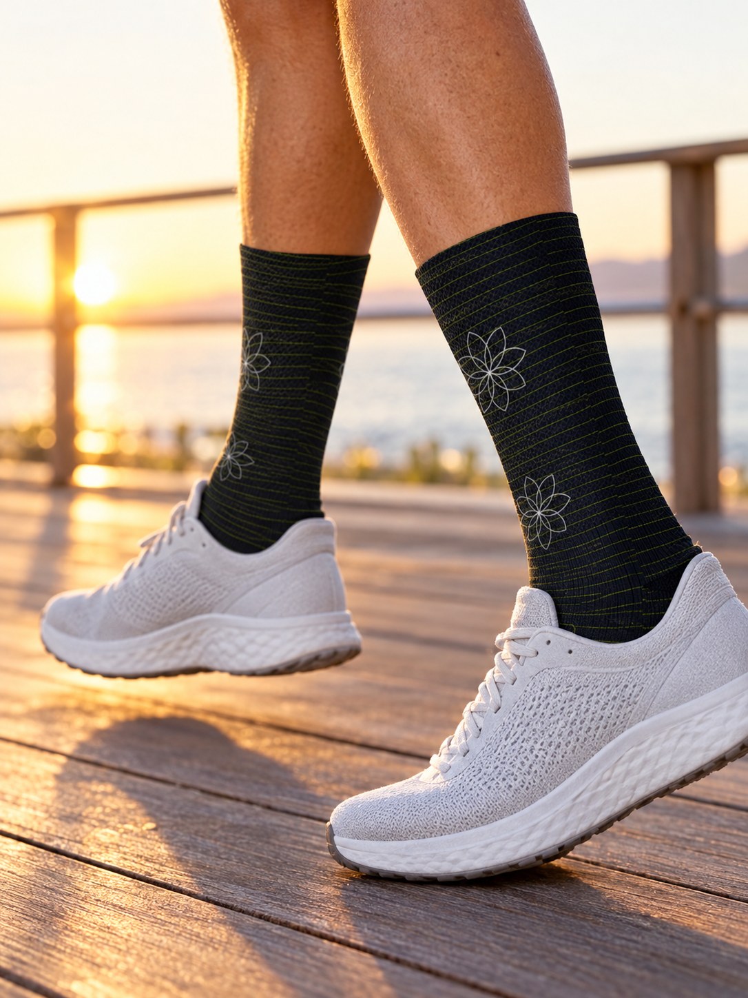 Yoga Volt Night Flow Lotus Athletic Crew Socks, lifestyle detail
