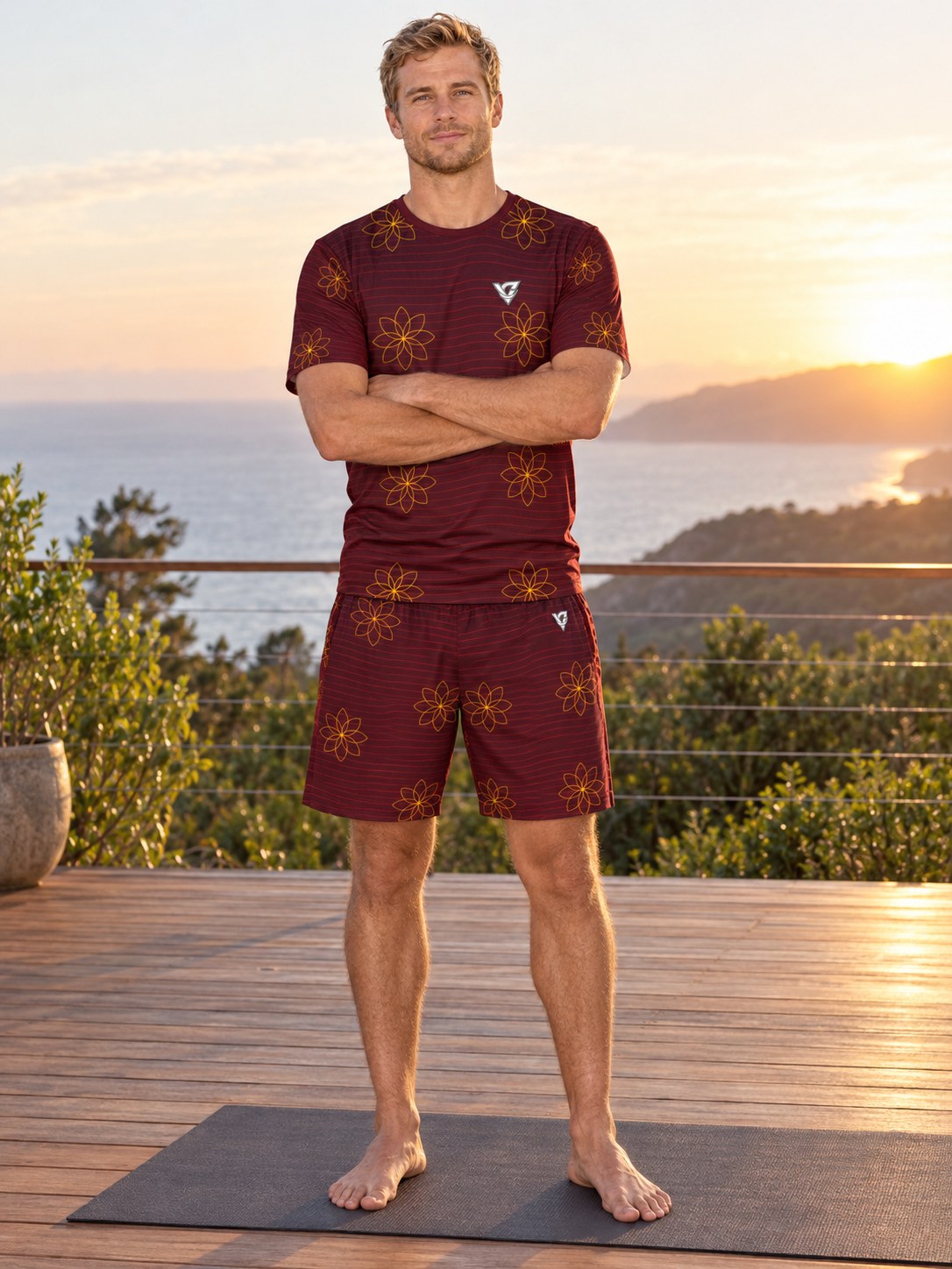 Yoga Crimson Blaze Flow Lotus Men's Sports Jersey, front view