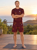 Yoga Crimson Blaze Flow Lotus Men's Athletic Shorts with Pockets, front view