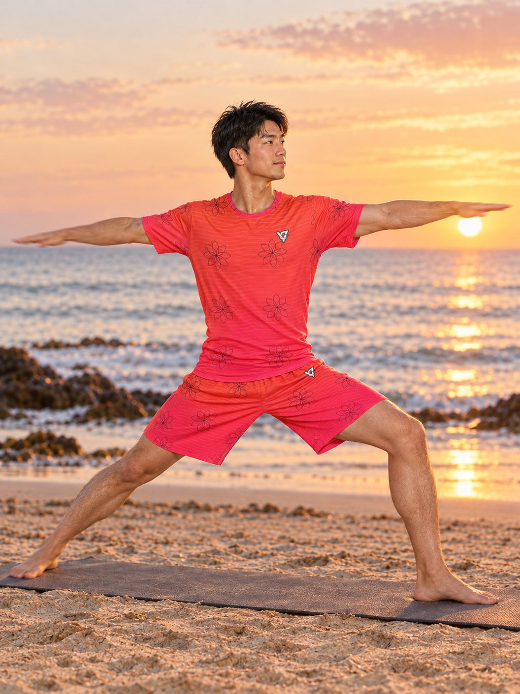 Yoga Sunset Fade Flow Lotus Men's Sports Jersey, in action