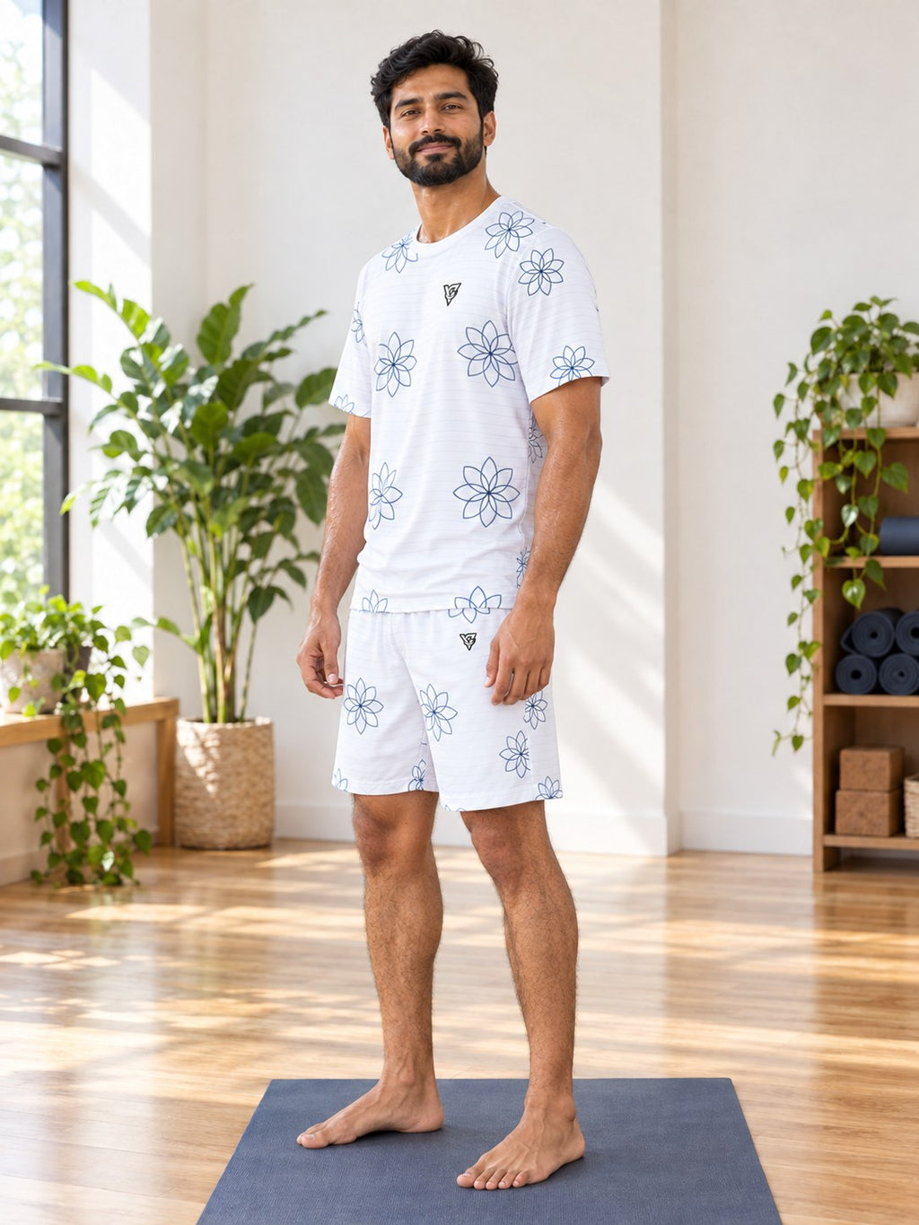 Yoga Arctic White Flow Lotus Men's Sports Jersey, side view