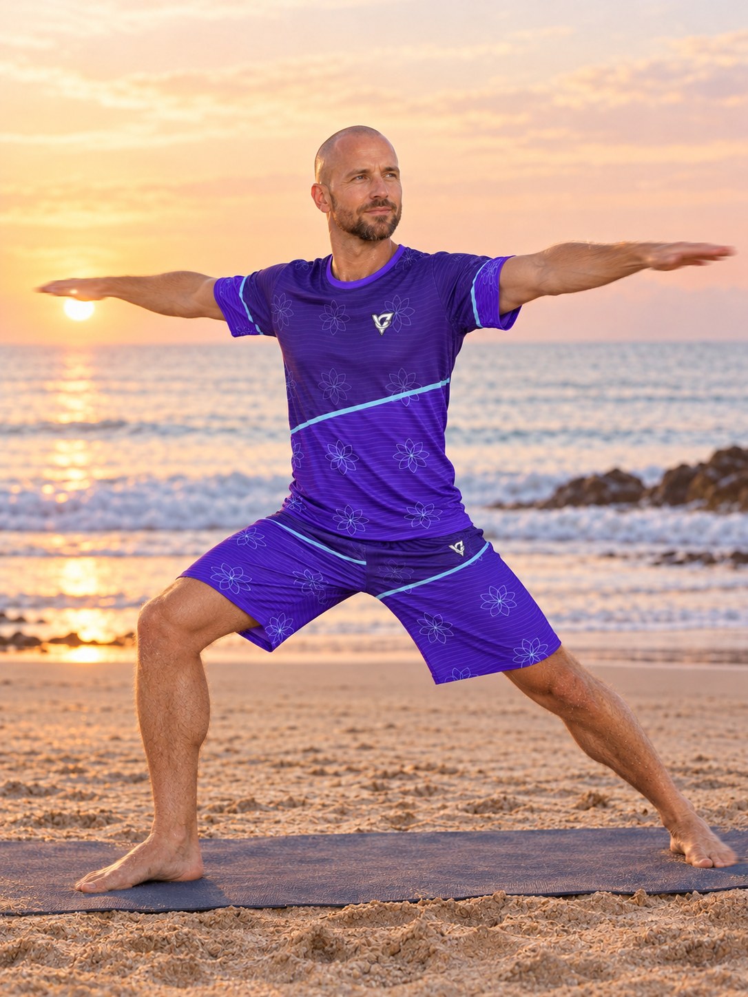Yoga Ultra Violet Flow Lotus Men's Sports Jersey, in action